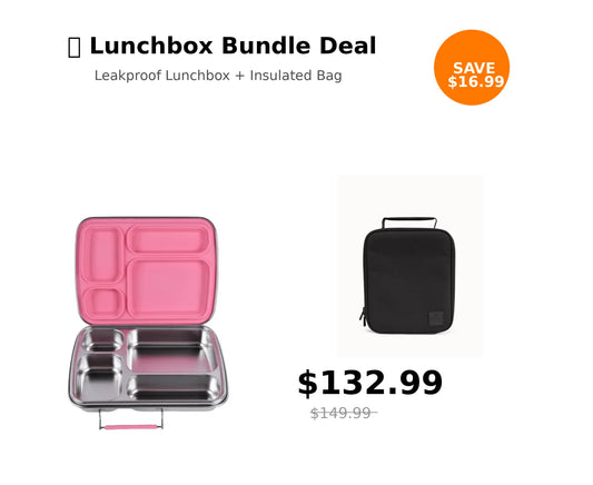 Ultimate School Lunch Combo | Insulated Lunch Bag + Leakproof Lunchbox NZ | Stainless Steel Lunchbox NZ | Meals in Steel