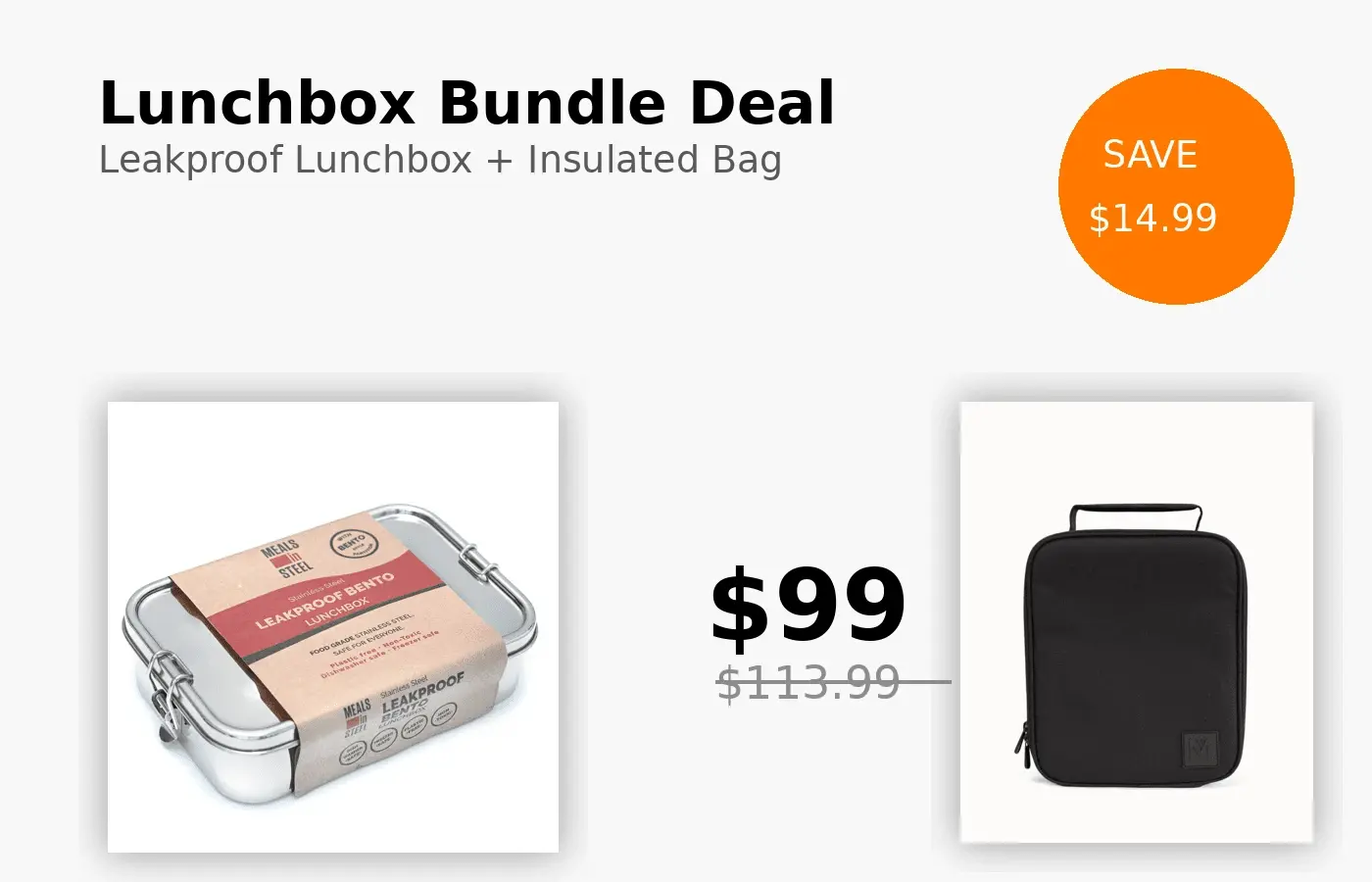 Ultimate School Lunch Combo | Insulated Lunch Bag + Leakproof Lunchbox NZ | Stainless Steel Lunchbox NZ | Meals in Steel