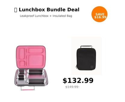 Ultimate School Lunch Combo | Insulated Lunch Bag + Leakproof Lunchbox NZ | Stainless Steel Lunchbox NZ | Meals in Steel