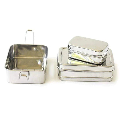 Large Rectangular Double Layer Lunch box | Stainless Steel - Meals In Steel 