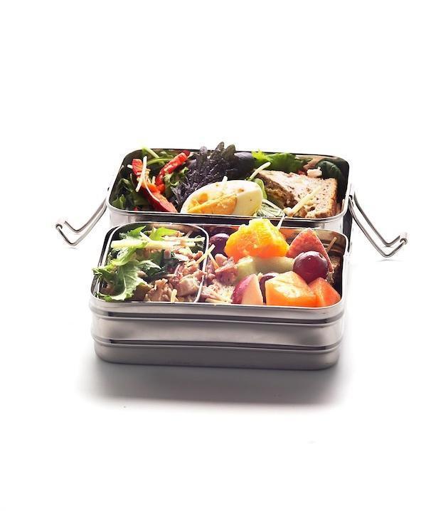 Large Rectangular Double Layer Lunch box | Stainless Steel - Meals In Steel
