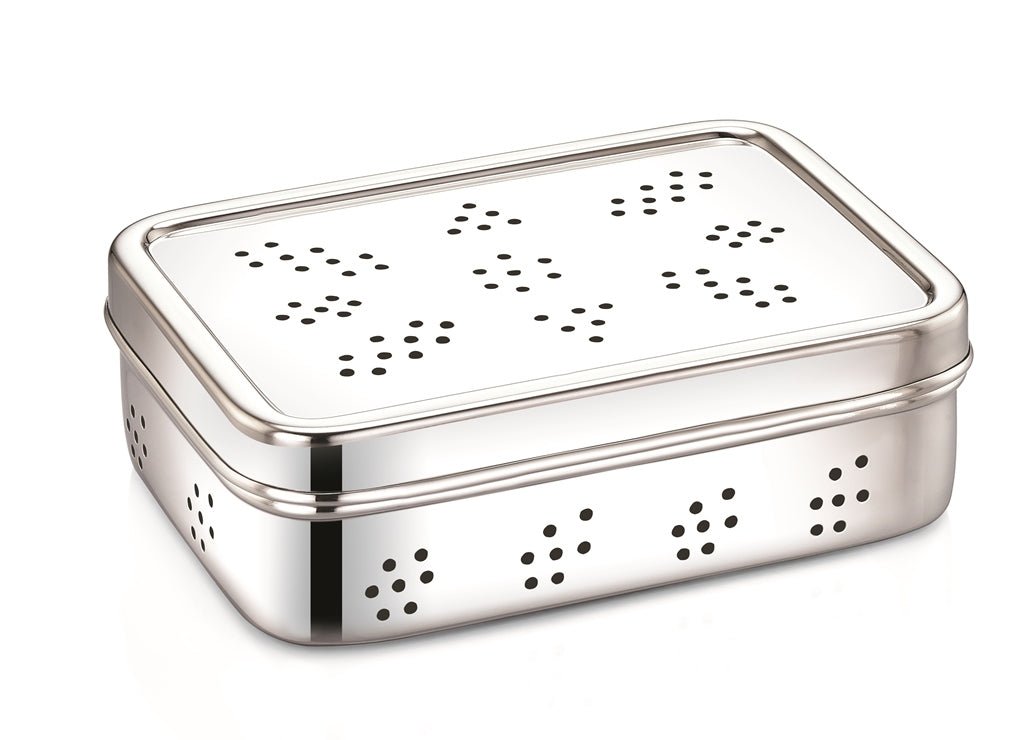 Stainless Steel Rectangle Fridge Container keeps Herbs and Veggies fresh - Meals In Steel