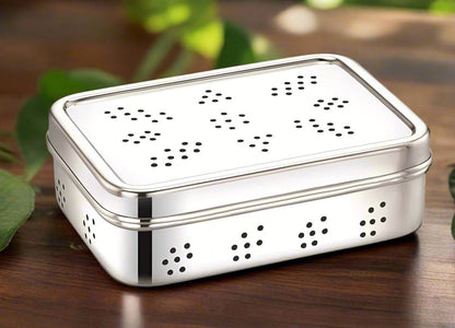 Stainless Steel Rectangle Fridge Container keeps Herbs and Veggies fresh - Meals In Steel